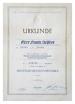 Meisterbrief Frank Seifert
