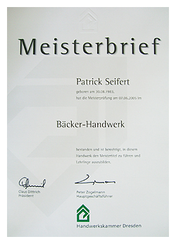 Meisterbrief Patrick Seifert